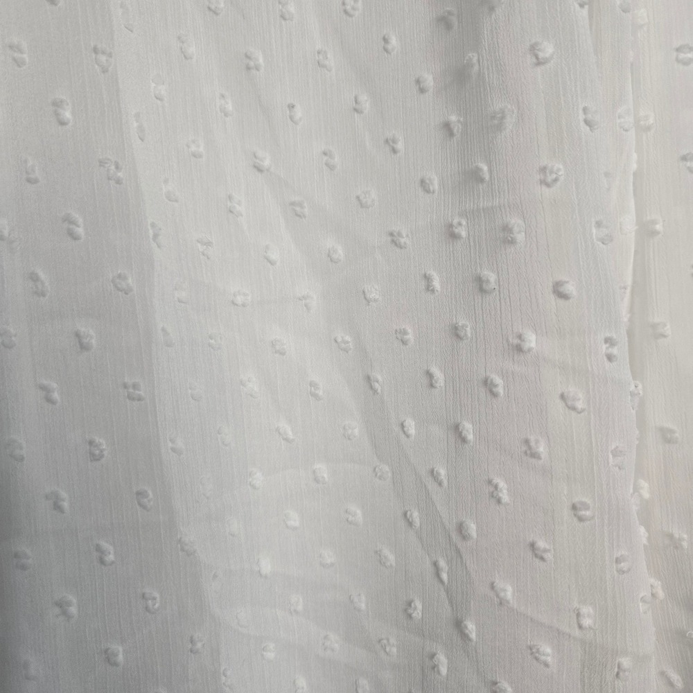 Zara White Swiss Dot Lace Trim Button Up Blouse Small Semi Sheer Boho Top - Picture 3 of 11